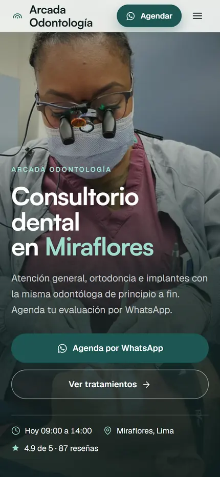 Web de muestra de un consultorio dental en Miraflores