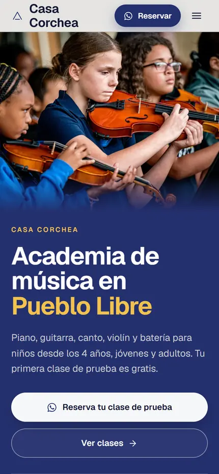 Web de muestra de una academia de música en Pueblo Libre